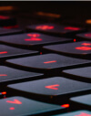 black keyboard with red backlights