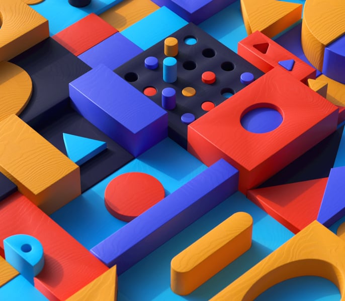 three dimensional colorful blocks